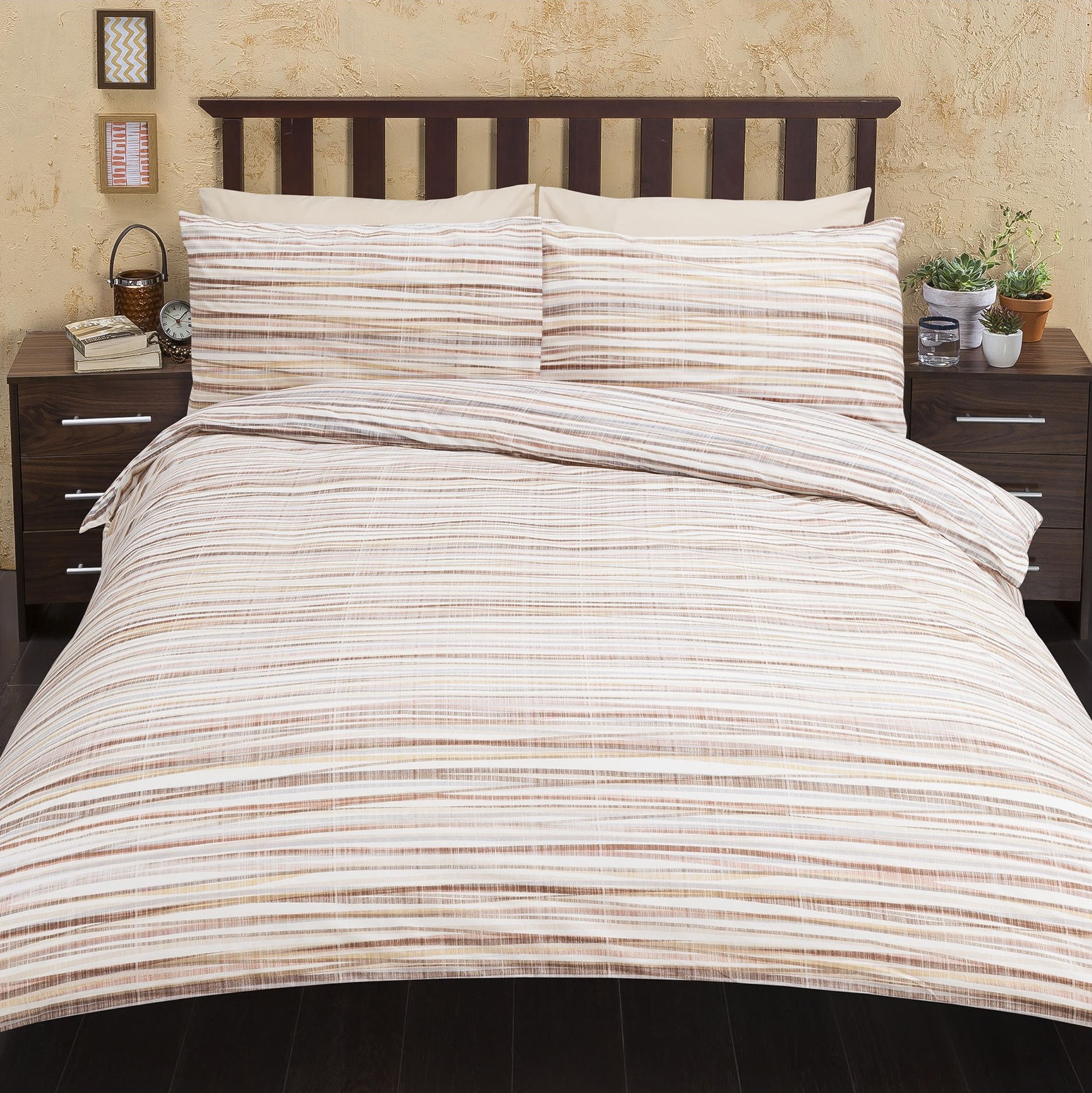 Tesco MultiTextured Stripe Double Duvet Cover & Pillowcase Set